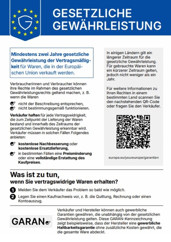 EU-Hinweis zur gesetzlichen Gewährleistung